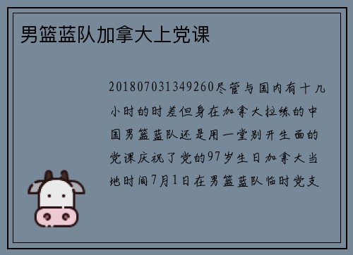 男篮蓝队加拿大上党课
